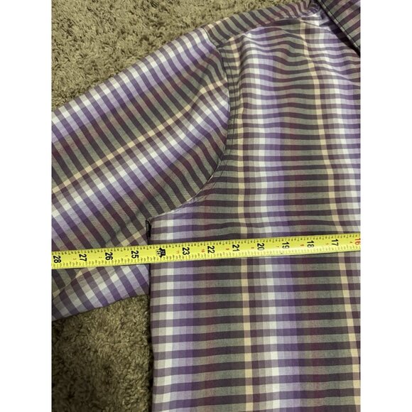 TOMMY BAHAMA Long Sleeve Button-Up Shirt Purple Check Plaid Silk Blend Preppy XL - Picture 9 of 10